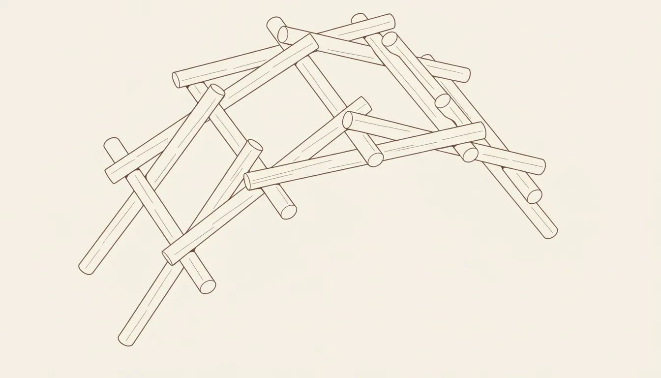 Structure inspired by Leonardo da Vinci's self-supporting bridge